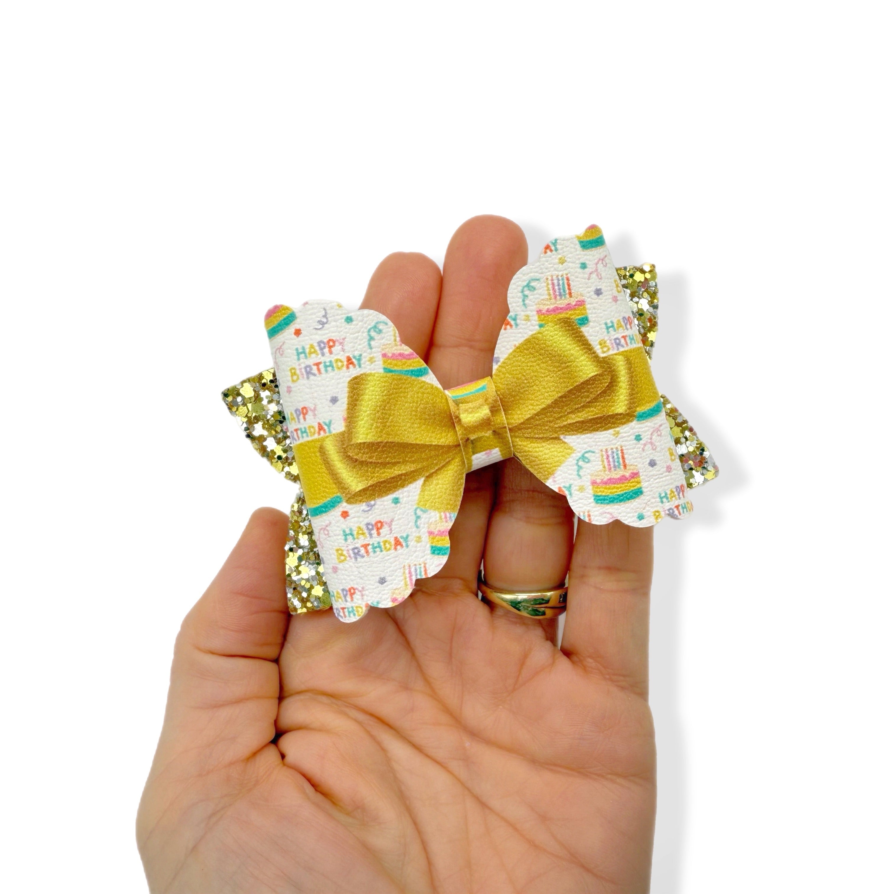 HAPPY BIRTHDAY TO YOU RIBBON BOW 3.5” | PRE CUT DIY HAIR BOW LOOPS - Eliza Henri