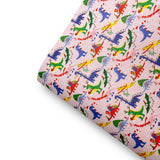Dino Xmas Pink Premium Faux Leather Fabric Sheets - Eliza Henri