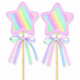 Pastel Rainbow Glitter Star | Embroidered Feltie Wand Kit