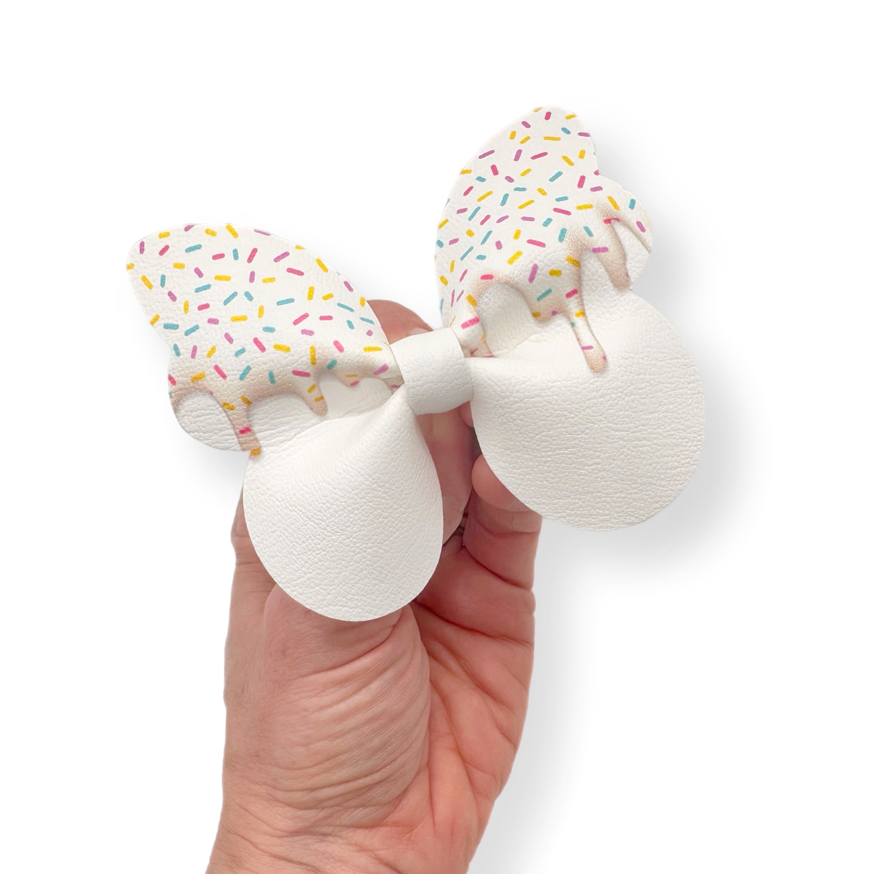 Frozen Sprinkles Ice Cream Butterfly Pinch Bows DIY Cut Out Faux Leather Fabric Sheets - Eliza Henri