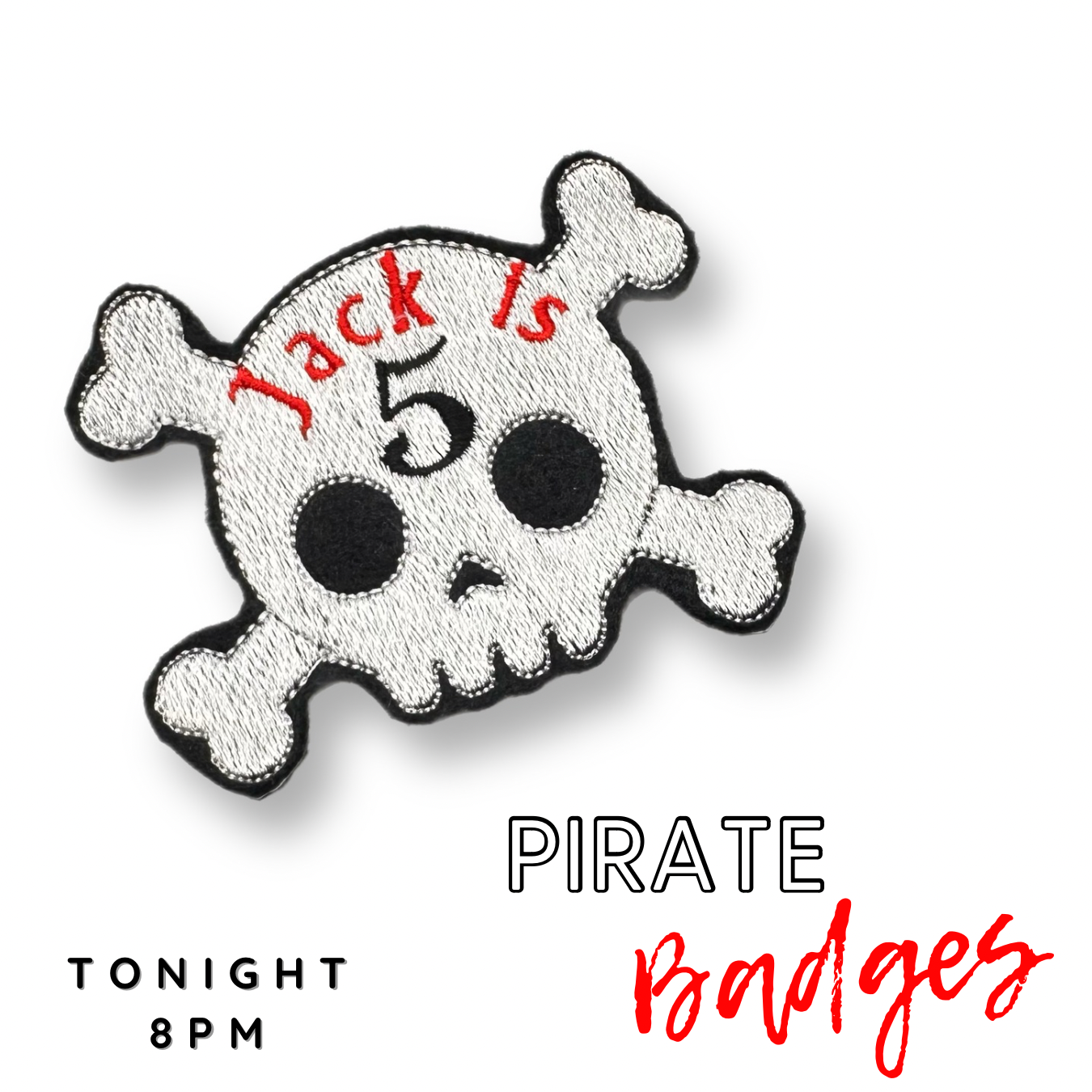 Embroidered Skull Pirate Celebration Birthday Party Badge Felties - Eliza Henri
