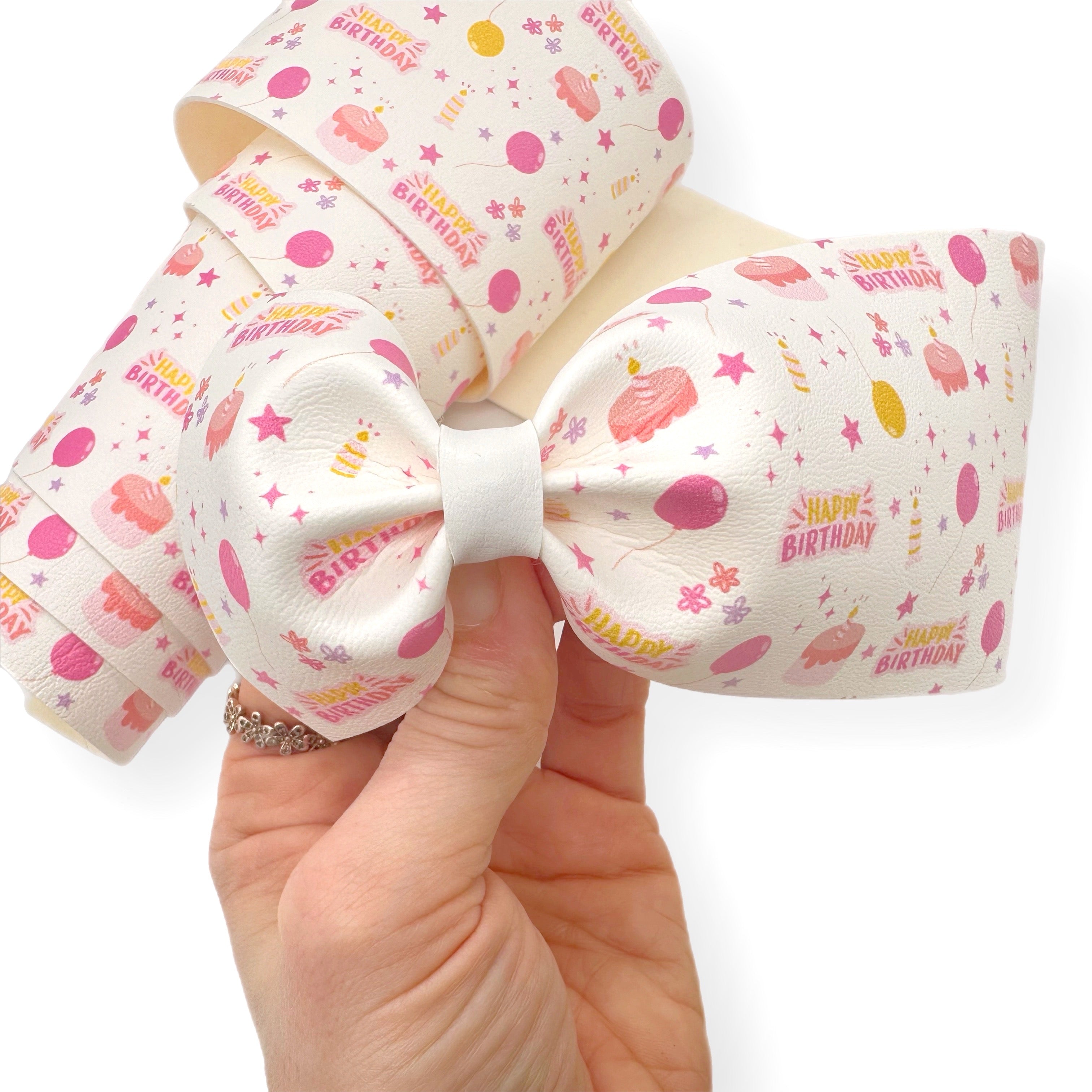 Happy Birthday to you Faux Leather Mega Bow Strips - Eliza Henri