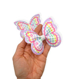 Picnic Gingham Butterfly Pinch Bows | DIY Cut Out Faux Leather Fabric Sheets