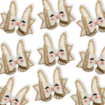 NEUTRAL FLOWERY BEATRIX BUNNY DIY CUTOUT FAUX LEATHER HAIR BOW LOOPS - Eliza Henri