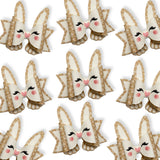 NEUTRAL FLOWERY BEATRIX BUNNY DIY CUTOUT FAUX LEATHER HAIR BOW LOOPS - Eliza Henri