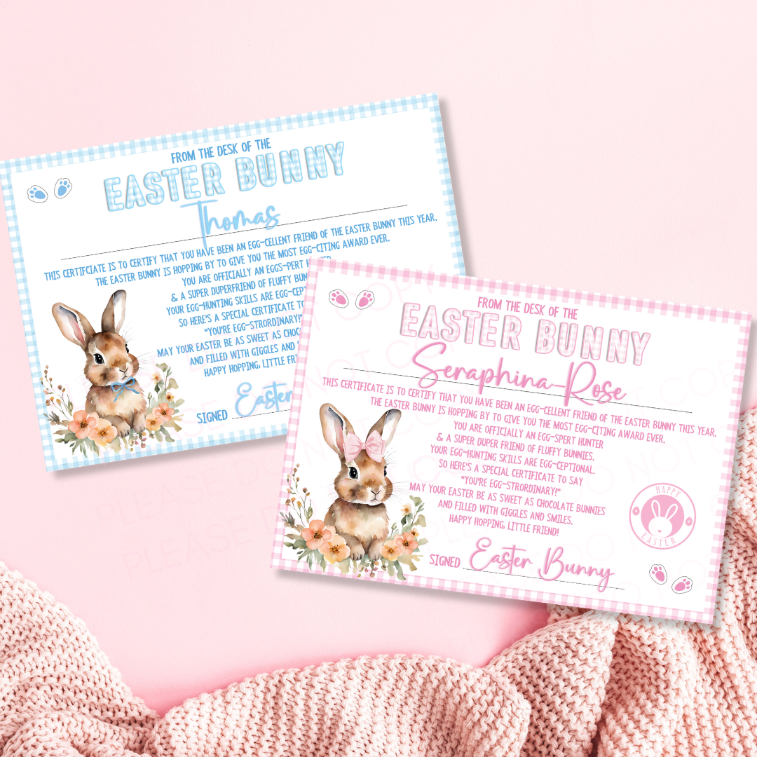 EASTER BUNNY PINK LANDSCAPE CERTIFICATE- PREMIUM CARD - Eliza Henri