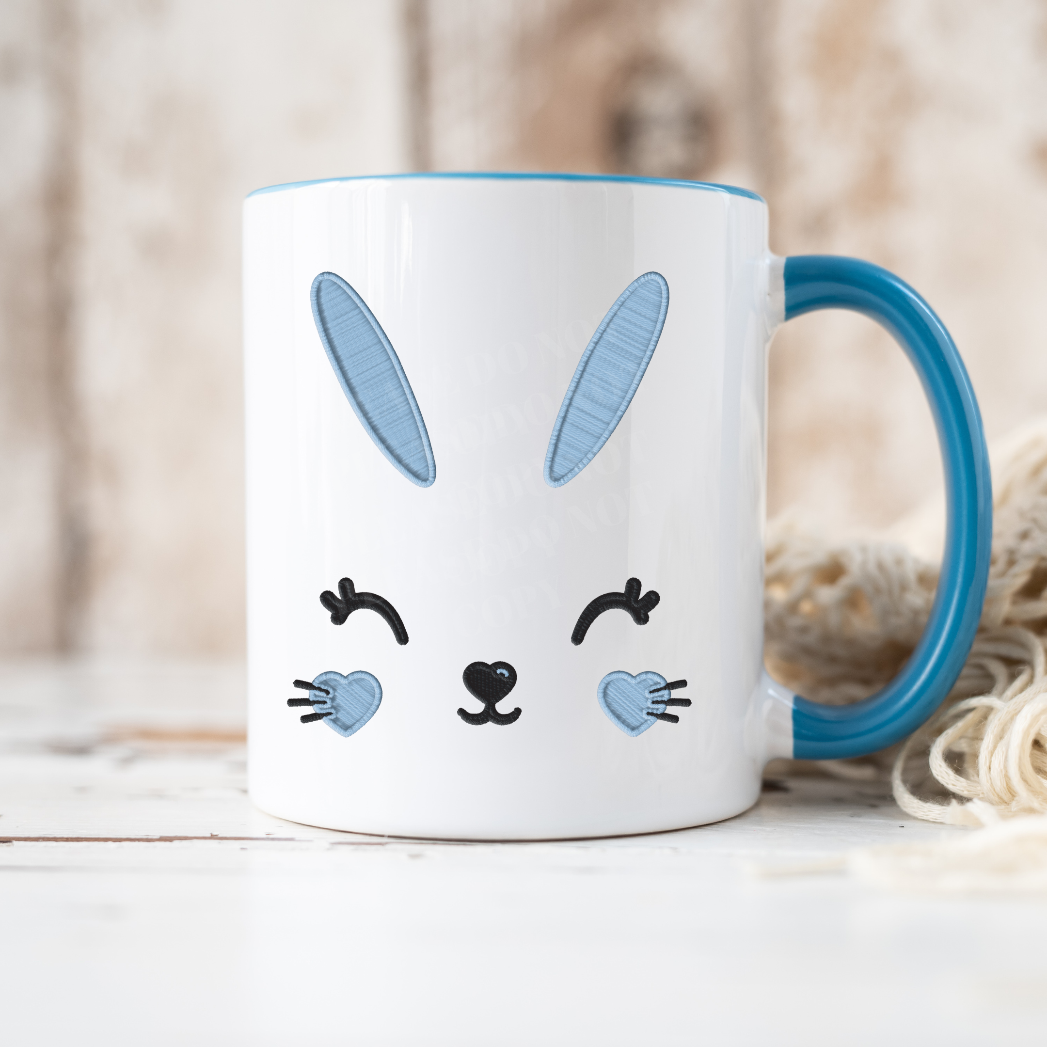BLUE BUNNY FACE SOLVENT MUG DECAL - Eliza Henri