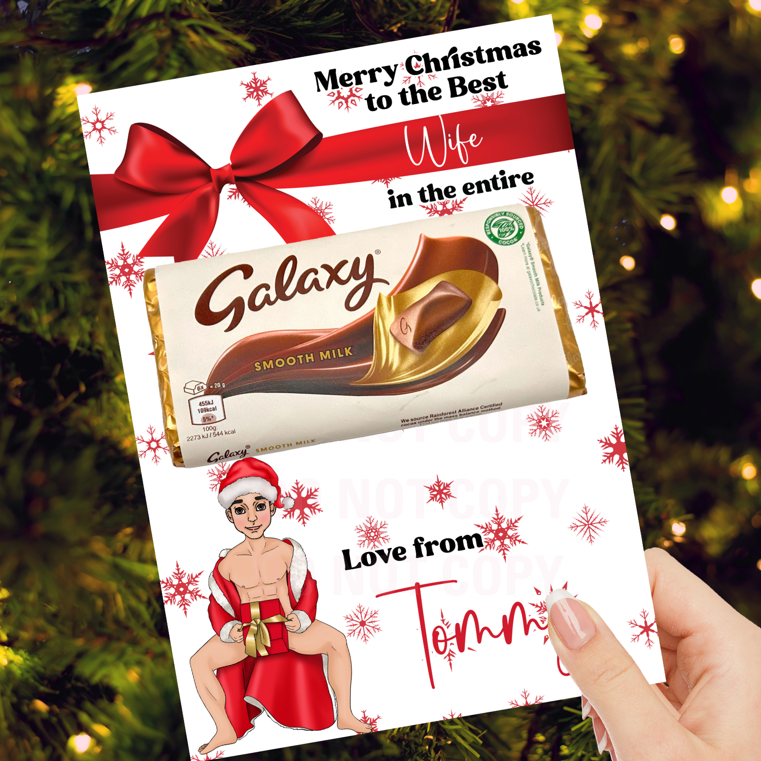 Male Sexy Santa Dolly Galaxy Chocolate Boards- Premium Card - Eliza Henri