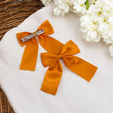 Tangerine Satin Ribbon Hair Bows- 2.5''
