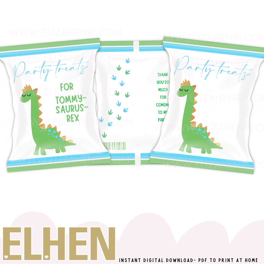 Green Dino Treat Pack Design Digital Download - Eliza Henri