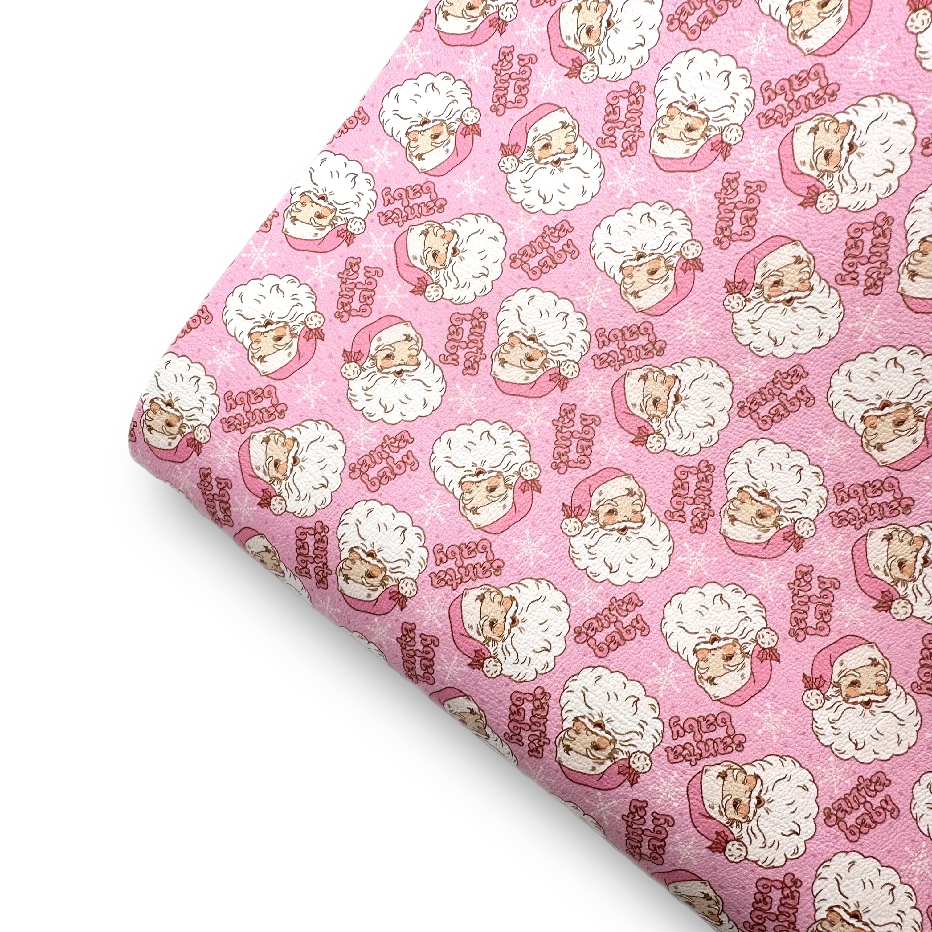 Santa Baby Pink Premium Faux Leather Fabric Sheets - Eliza Henri