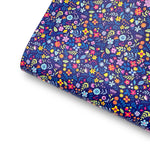 Navy Ditsy Florals Premium Faux Leather Fabric - Eliza Henri