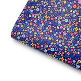 Navy Ditsy Florals Premium Faux Leather Fabric - Eliza Henri