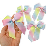 Pastel Rainbow Grosgrain Ribbon Hair Bows 4”