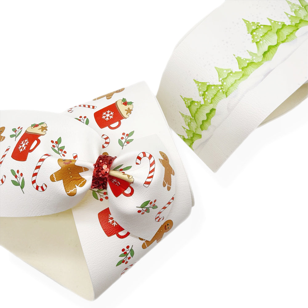 Gingerbread Spice Faux Leather Mega Bow Strips- 2 Sizes