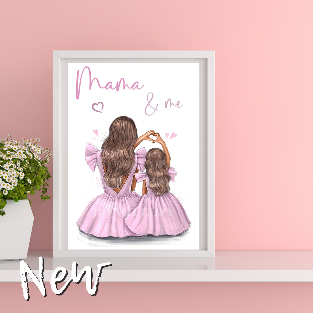 Mama & Me Girly Premium Card or Canvas Prints - Eliza Henri