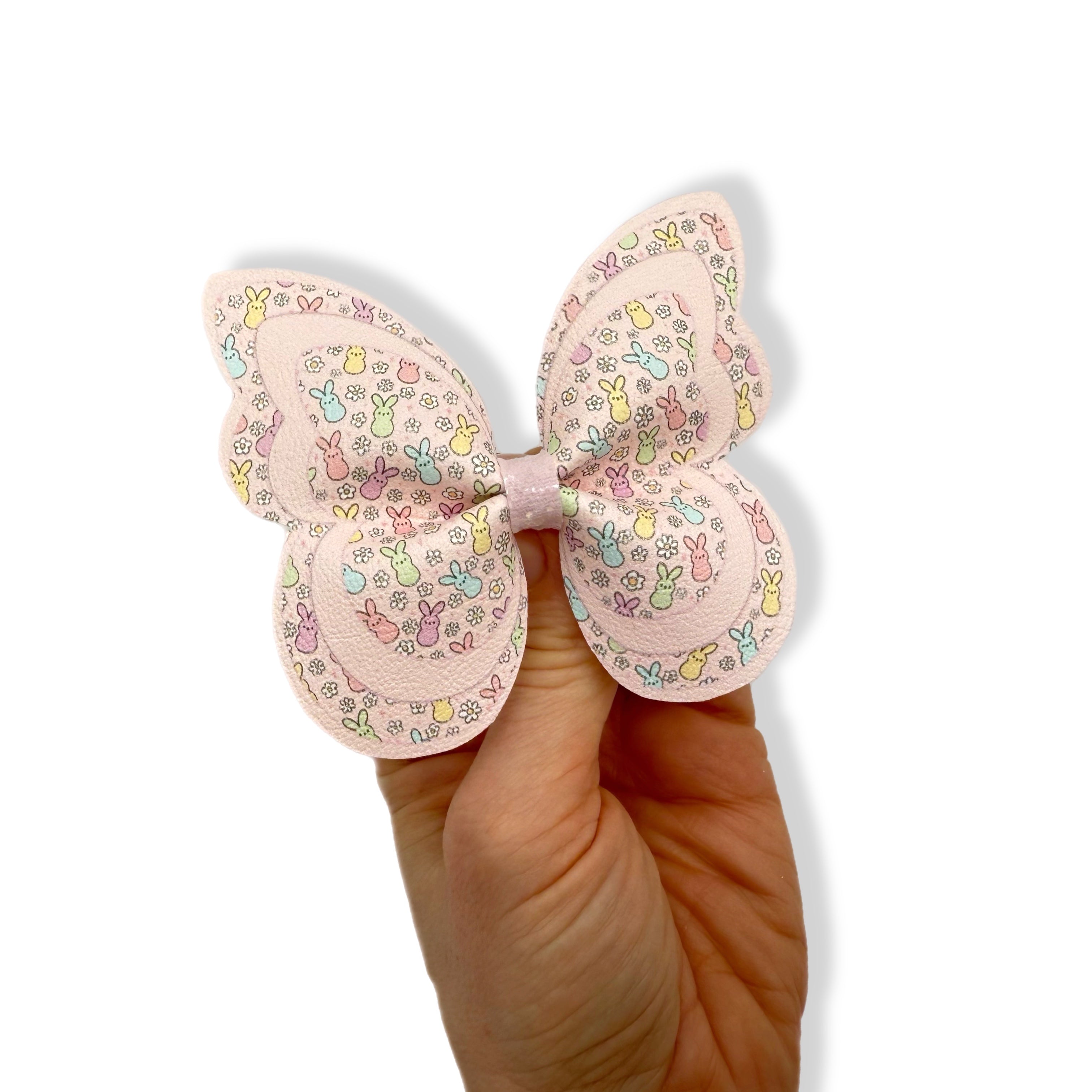 BUNNY PEEPS BUTTERFLY PINCH BOWS - DIY CUT OUT FAUX LEATHER FABRIC SHEETS - Eliza Henri