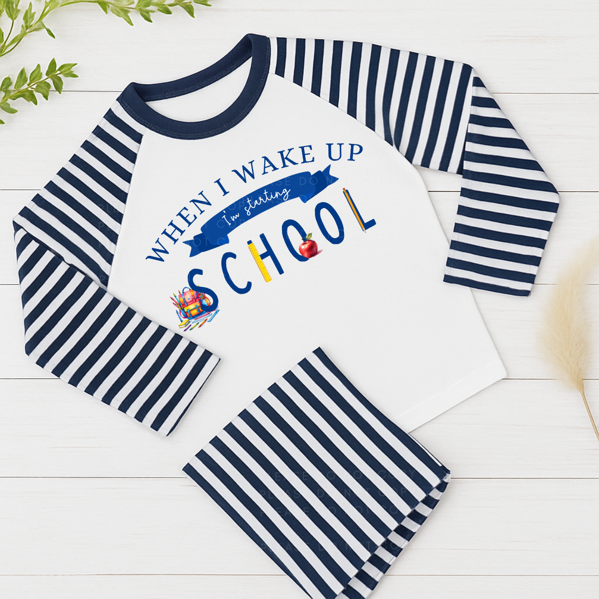 DTF TRANSFER - WHEN I WAKE UP I'M STARTING SCHOOL- NAVY - Eliza Henri