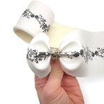 Mono Floral Border Faux Leather Mega Bow Strips - Eliza Henri