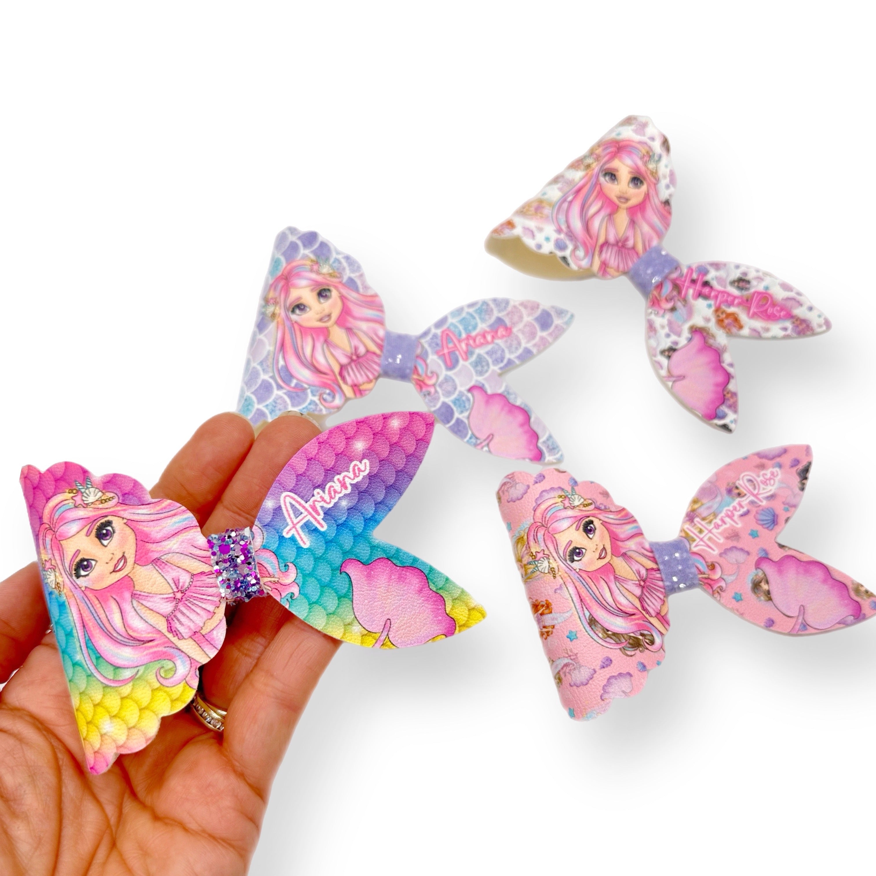 Arielle Pink Mermaid Dolly Bow 3.5” | Pre Cut DIY Hair Bow Loops - Eliza Henri