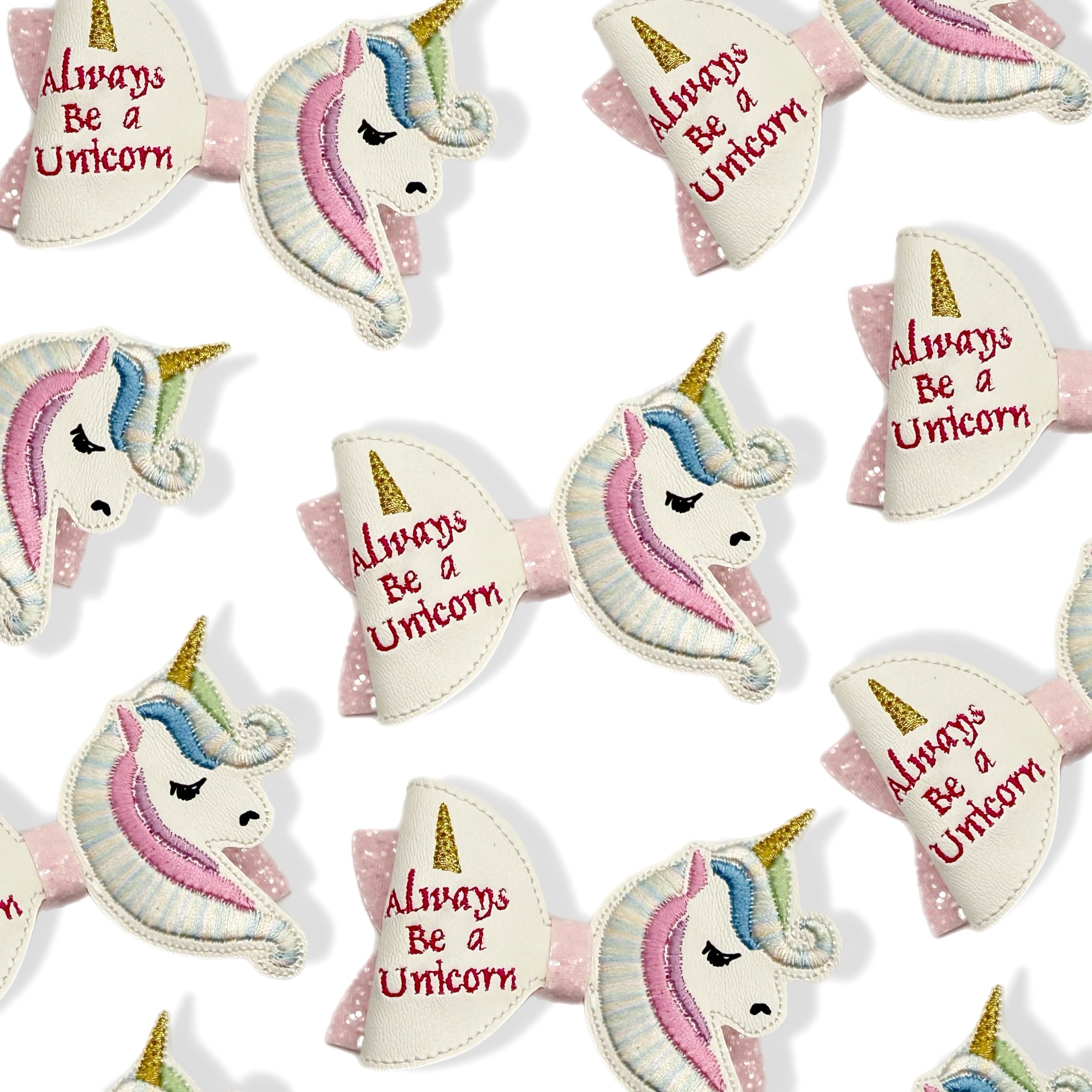 ALWAYS BE A UNICORN BOW HALVES- EMBROIDERED DIY BOW LOOPS 3.5'' - Eliza Henri