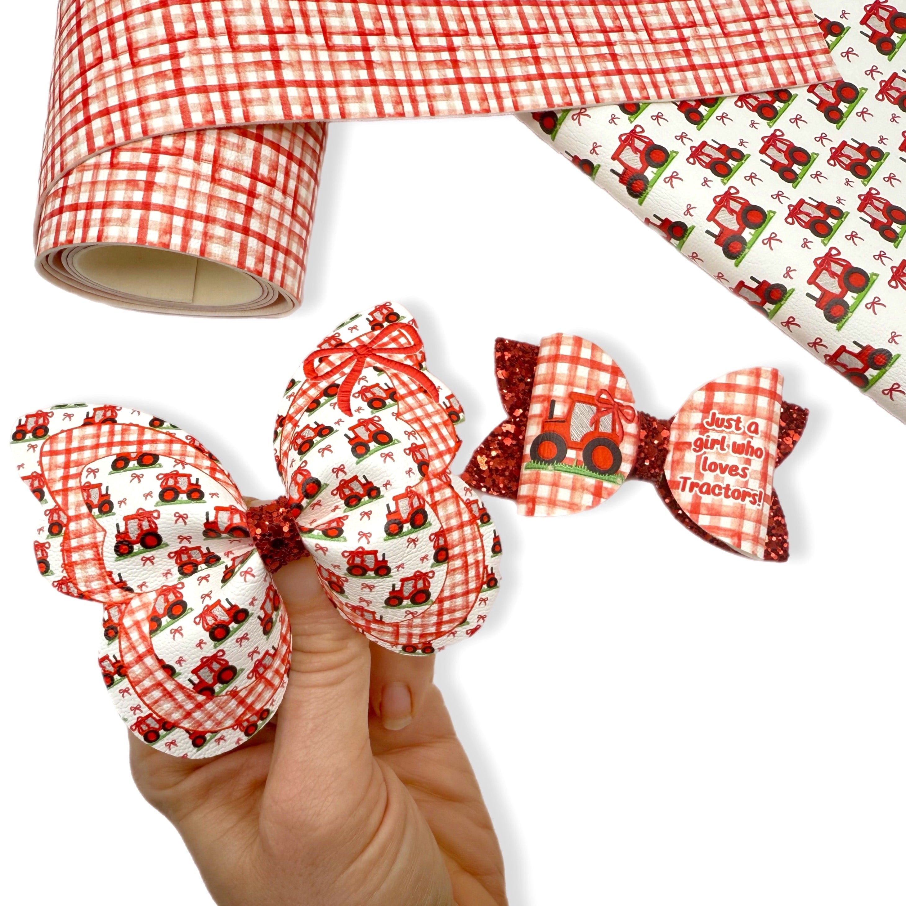JUST A GIRL WHO LOVES TRACTORS BOW 3.5” | PRE CUT DIY HAIR BOW LOOPS - Eliza Henri