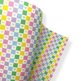 PASTEL BOW CHECK PREMIUM FAUX LEATHER FABRICS