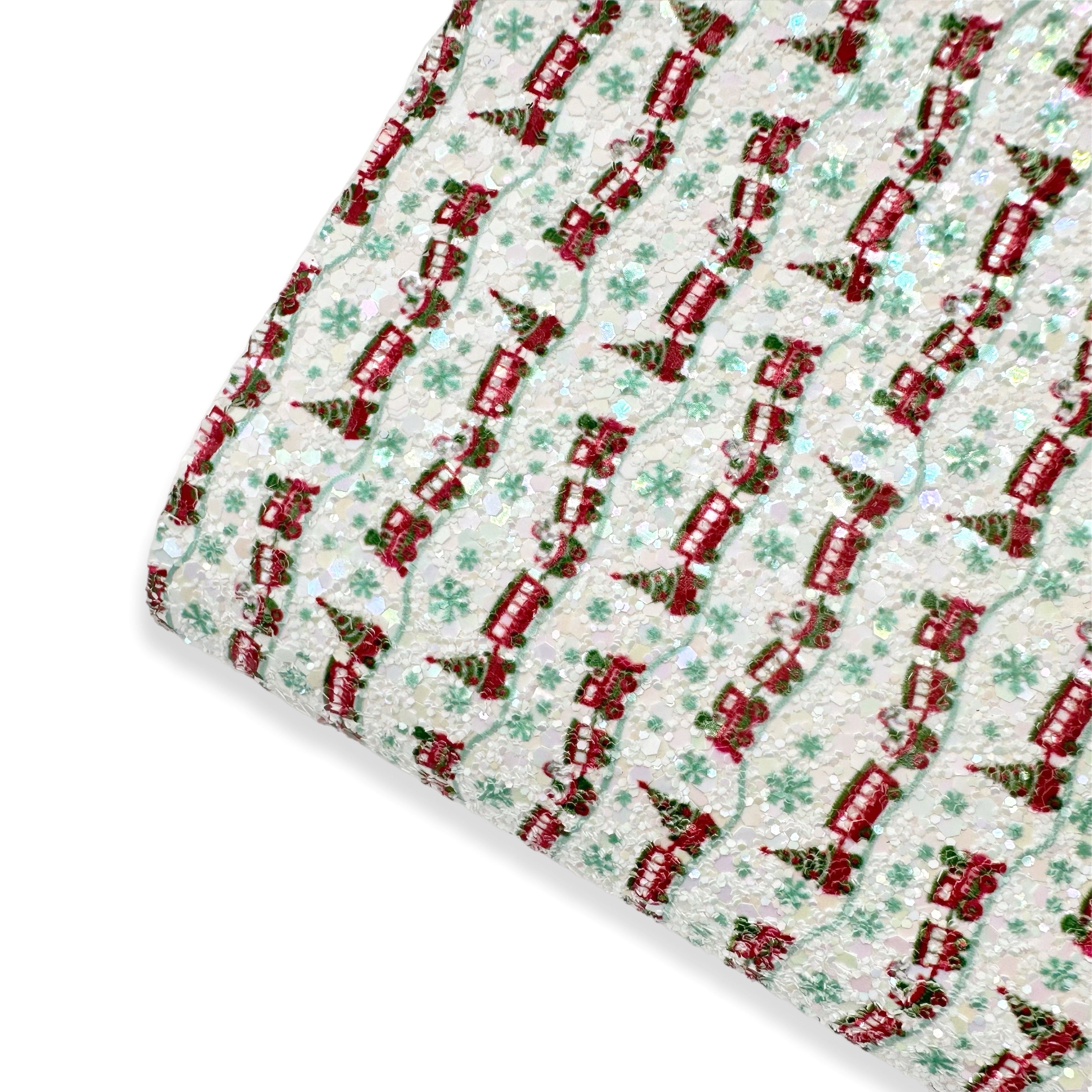 The Christmas Train Chunky Glitter Fabric - Eliza Henri