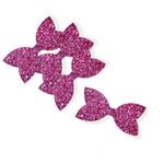 Girly Pink Pre Cut Chunky Glitter Bow Tails & Centres 3.5”- 4 Pack - Eliza Henri
