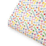 Rainbow Paws & Bones Premium Faux Leather Fabric - Eliza Henri