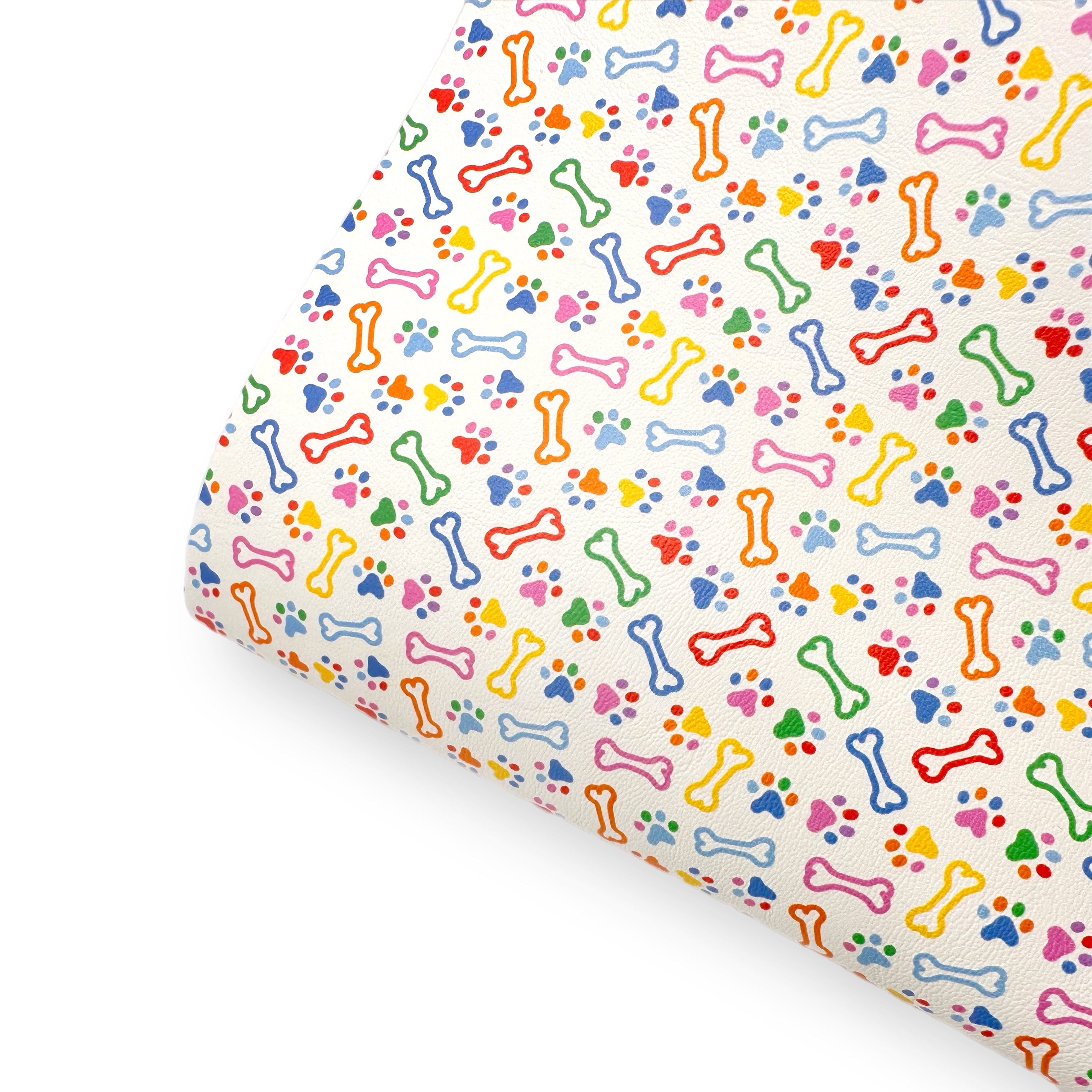 Rainbow Paws & Bones Premium Faux Leather Fabric - Eliza Henri