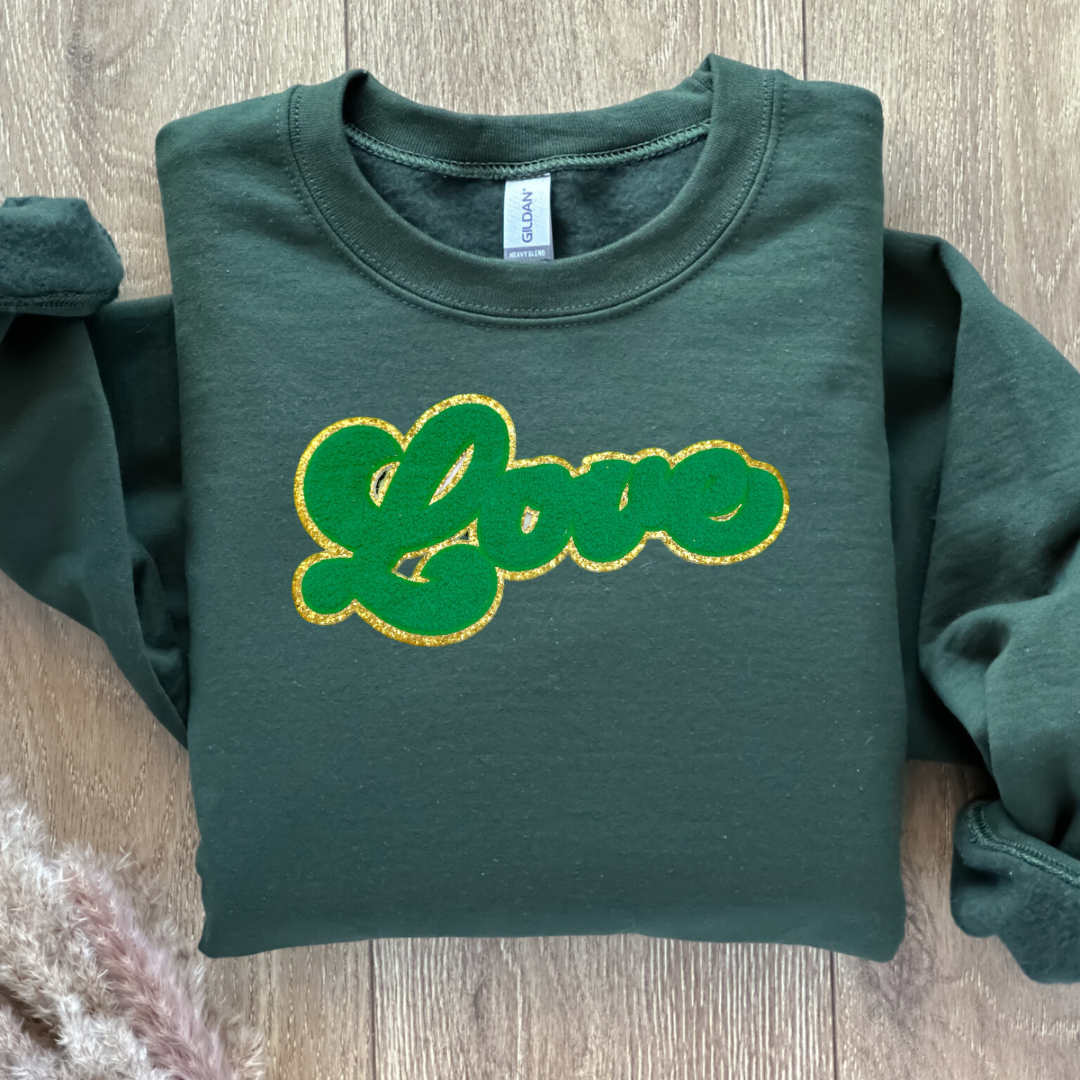 Love Green Chenille Patches 10” - Eliza Henri
