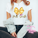 Yellow Bow Pencil Teacher DTF Full Colour Transfers
