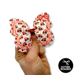 LITTLE  RED BOW TRACTOR BUTTERFLY PINCH BOWS - DIY CUT OUT FAUX LEATHER FABRIC SHEETS - Eliza Henri