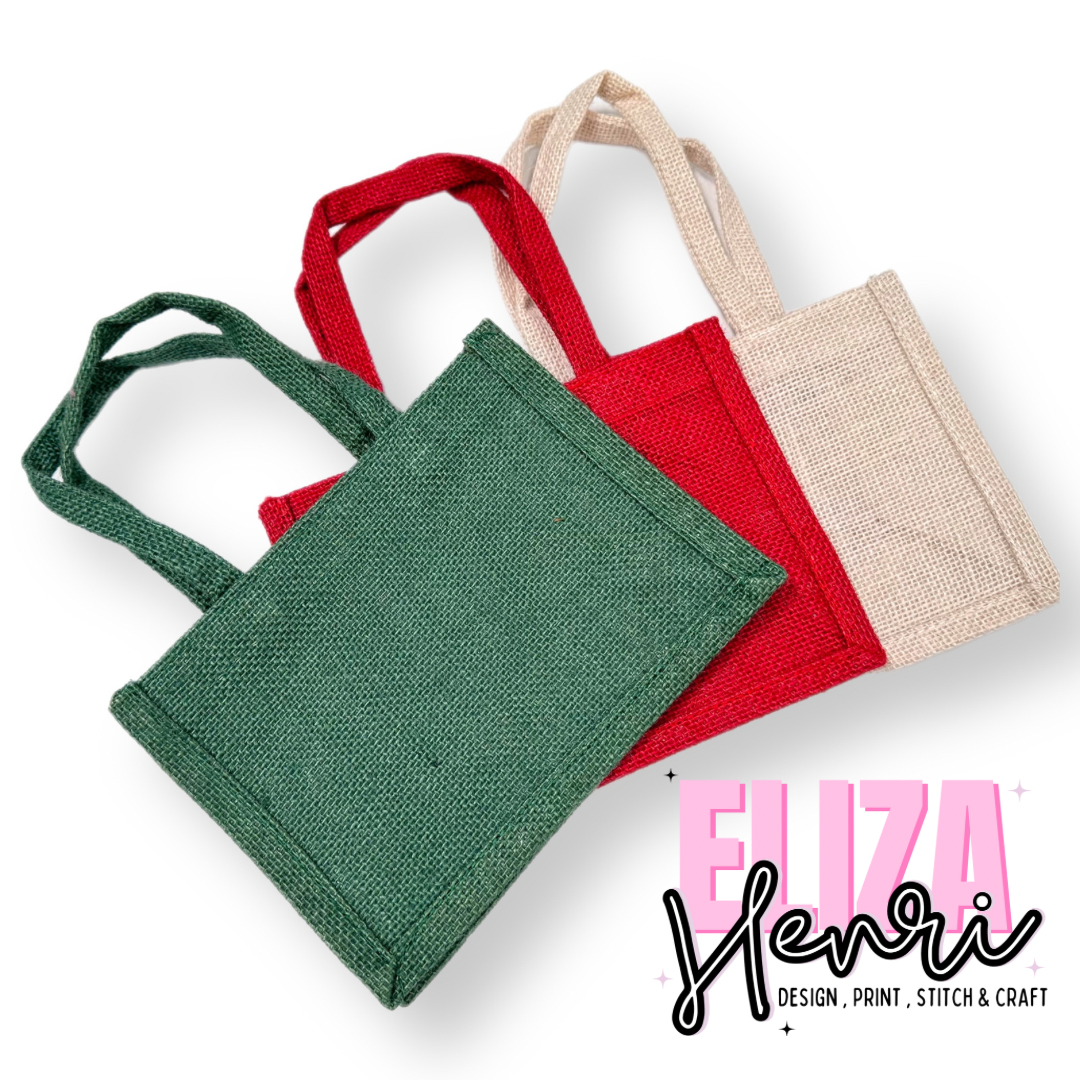 Festive Coloured Mini Jute Gift Bags - Eliza Henri