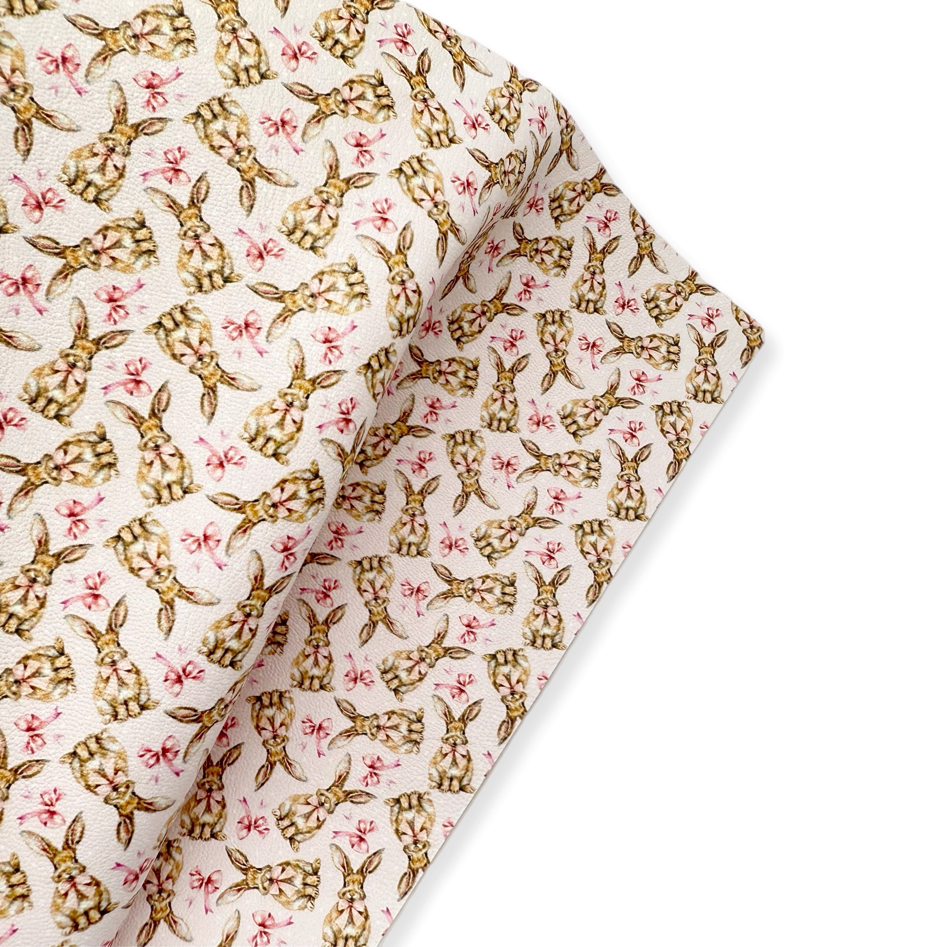 SWEET PINK BUNNY BOWS PREMIUM FAUX LEATHER FABRICS - Eliza Henri