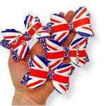 Union Jack Flag Bows 3.5” | Pre Cut DIY Hair Bow Loops - Eliza Henri