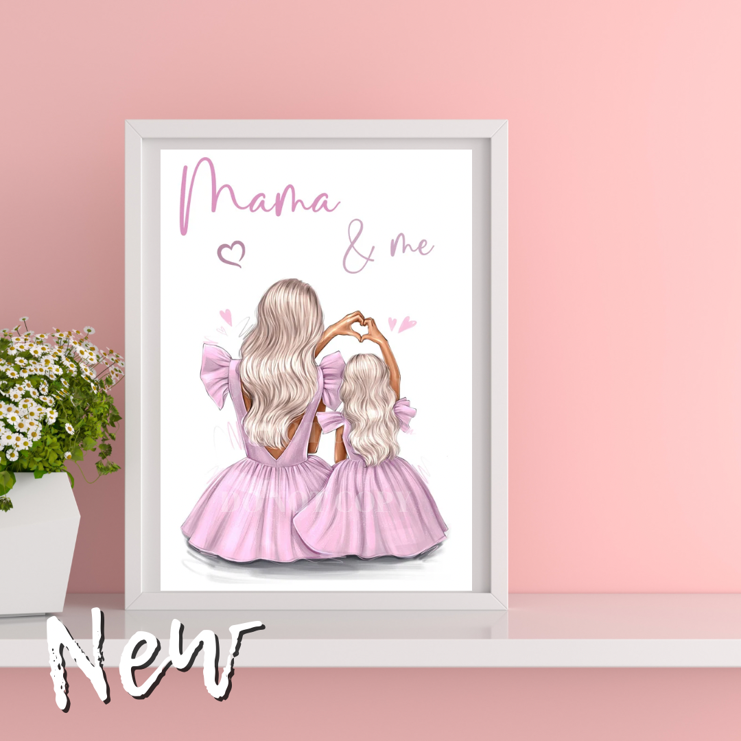 Mama & Me Girly Premium Card or Canvas Prints - Eliza Henri