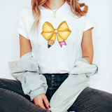 Yellow Bow Pencil Teacher DTF Full Colour Transfers
