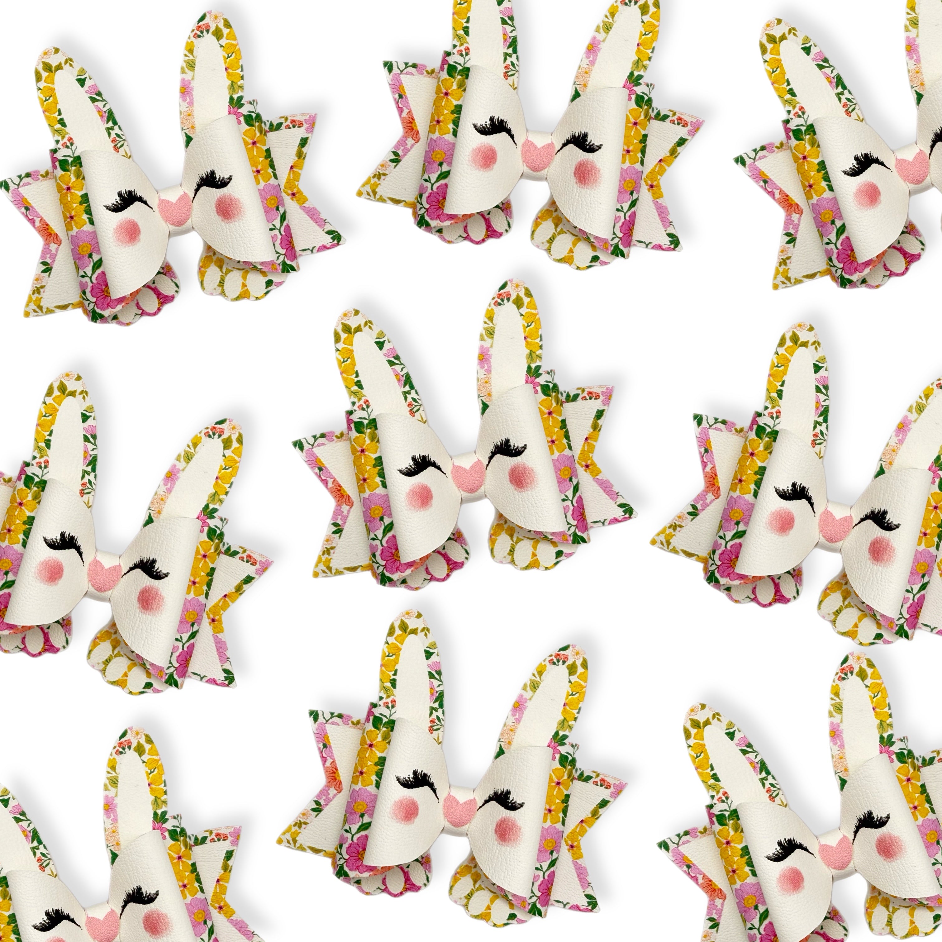 BRIGHT FLOWERY BEATRIX BUNNY DIY CUTOUT FAUX LEATHER HAIR BOW LOOPS - Eliza Henri