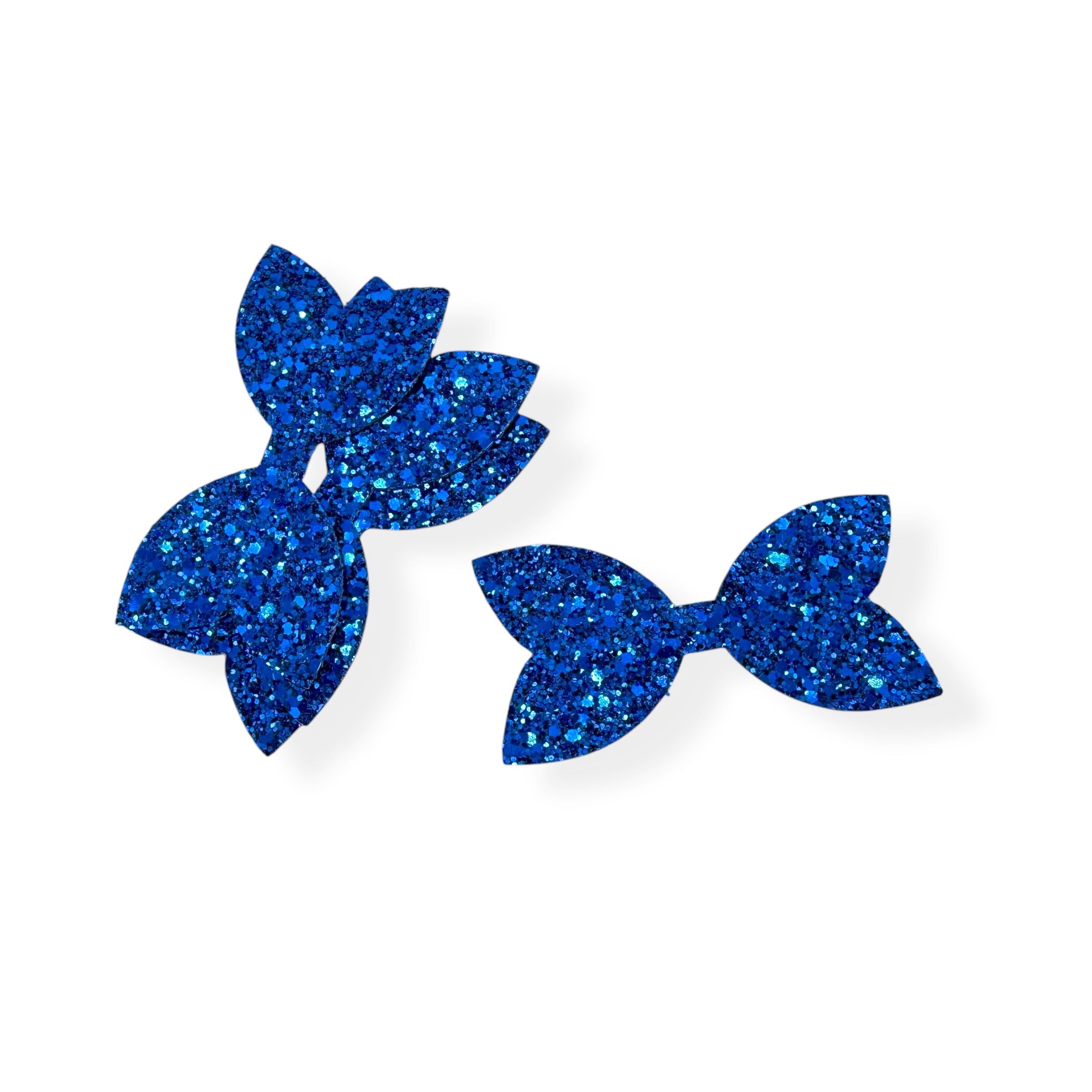 ROYAL BLUE PRE CUT CHUNKY GLITTER BOW TAILS & CENTRES 3.5”- 4 PACK - Eliza Henri