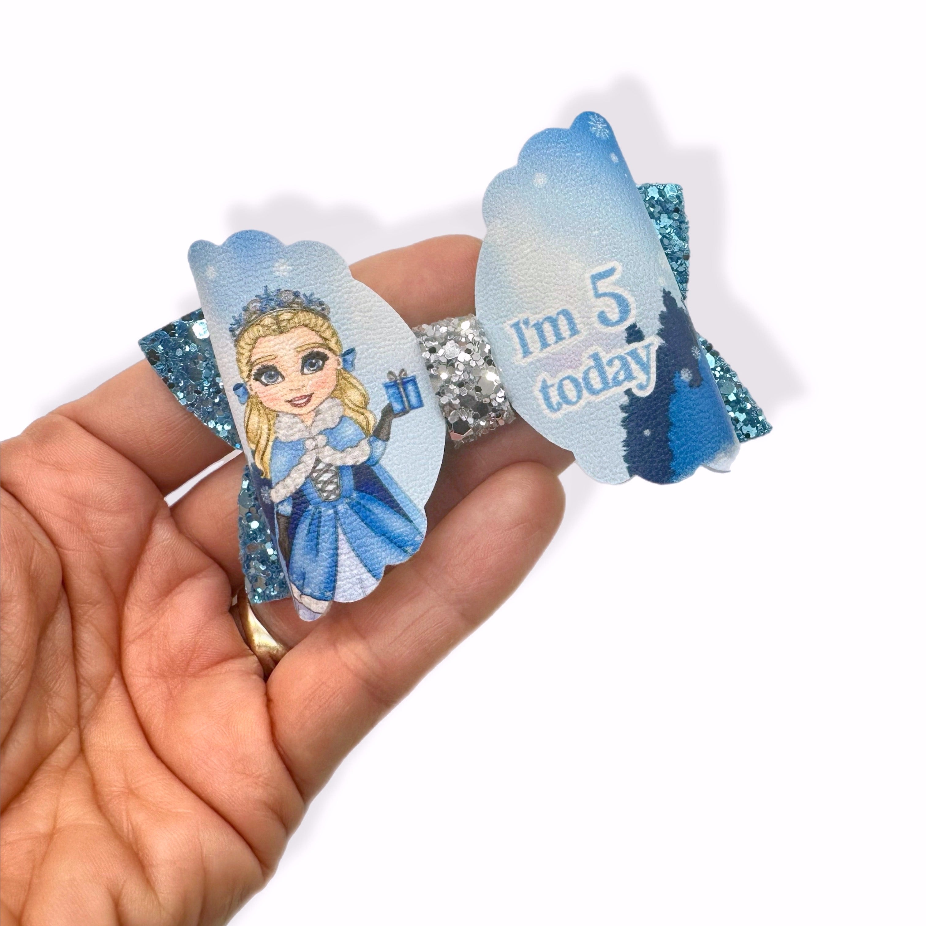 WINTER BIRTHDAY DOLLY’S BOWS 3.5” | PRE CUT DIY HAIR BOW LOOPS - Eliza Henri