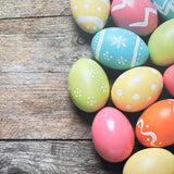 Painted Eggs Wooden Effect Canvas Photography Background