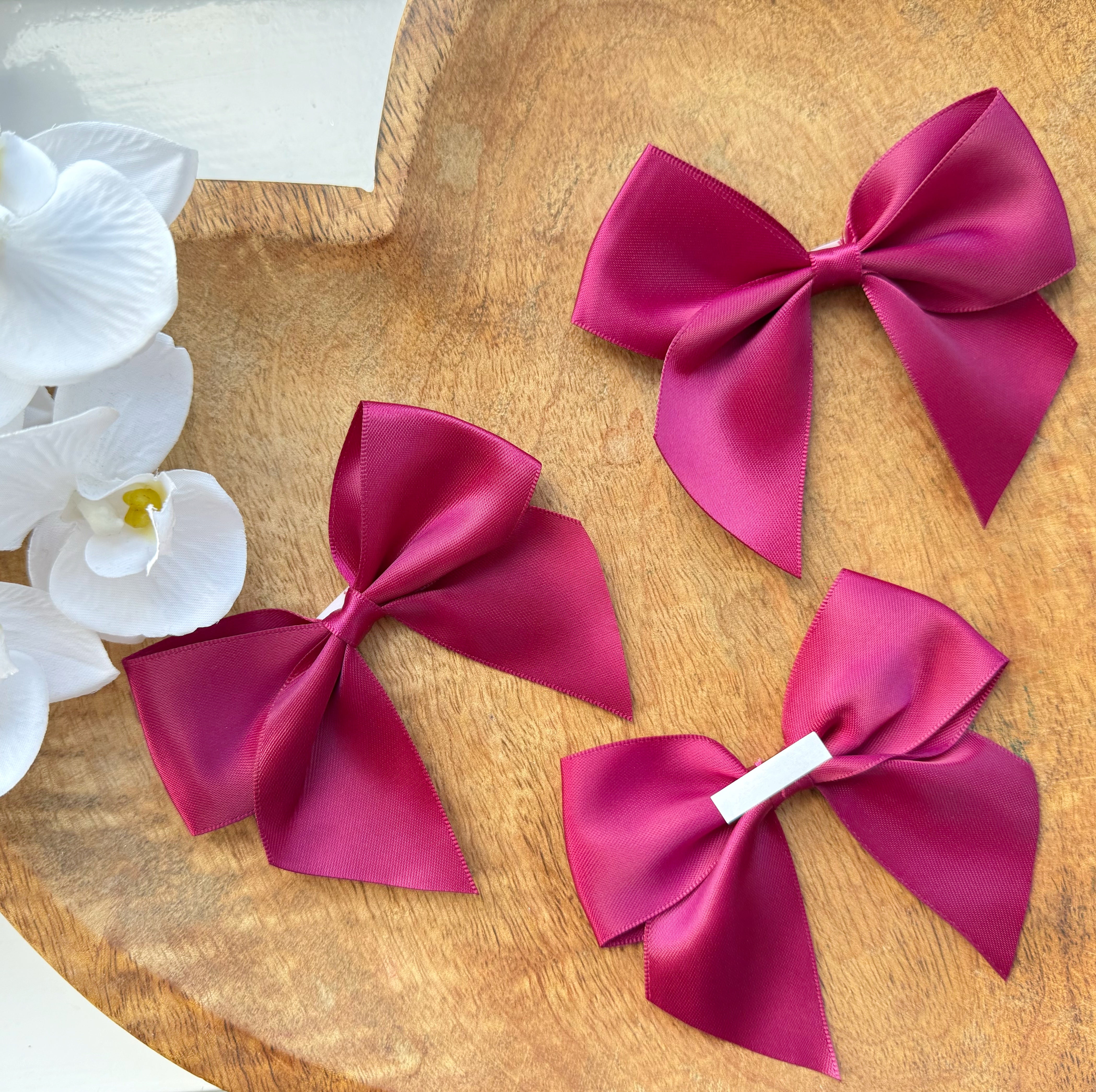 ITALIAN SATIN BOWS WITH ADHESIVE TAB - PACK OF 6 - Eliza Henri