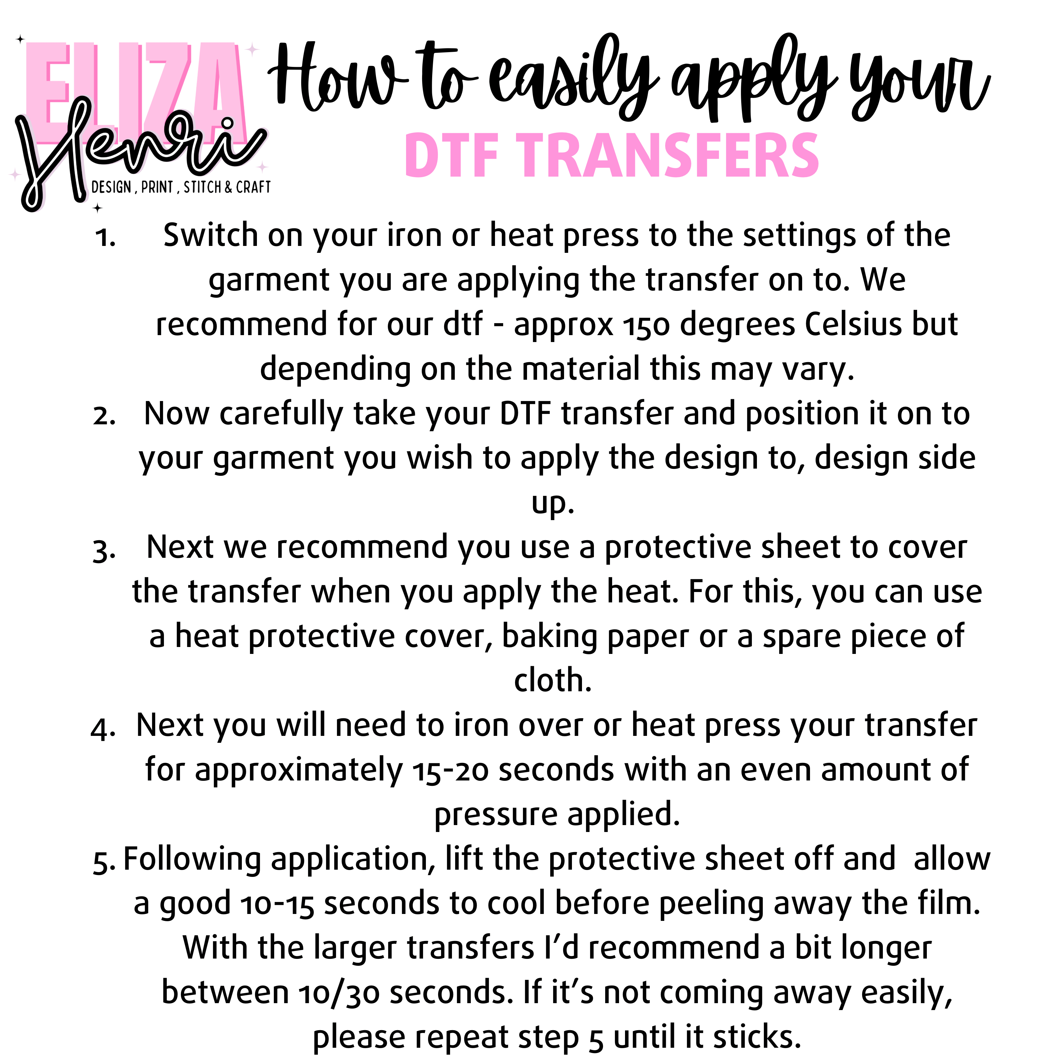 CUSTOM PRINTED DTF TRANSFERS - Eliza Henri