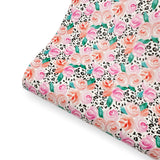 Mono Leopard Blooms Premium Faux Leather Fabric - Eliza Henri