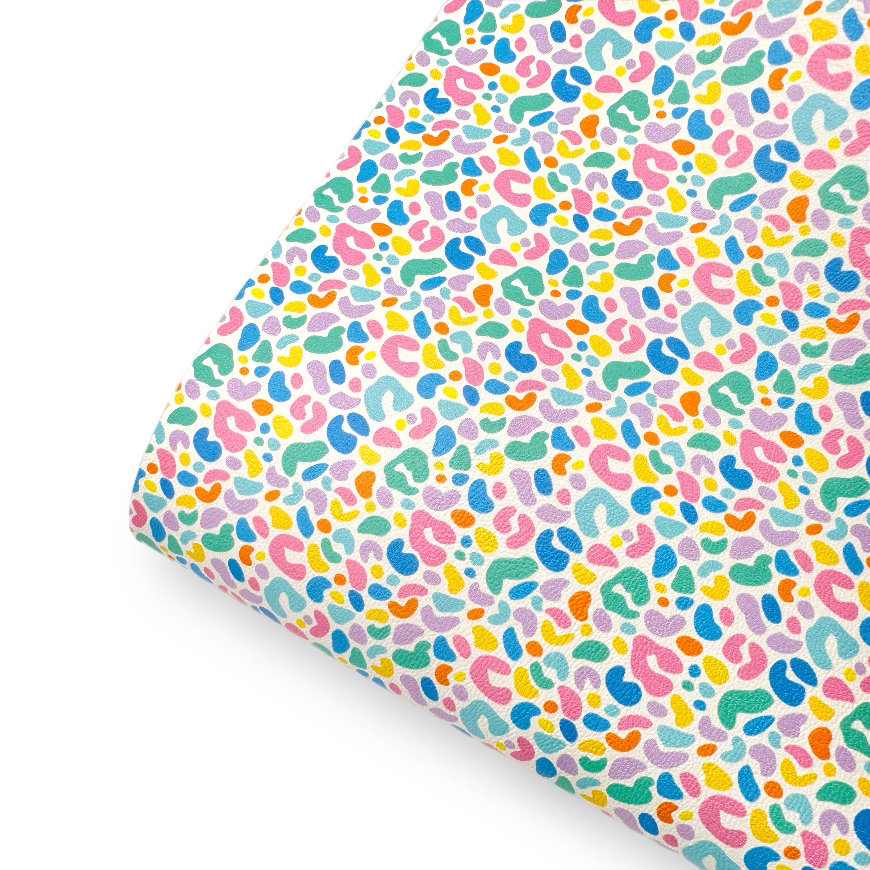 Bright Rainbow Leopard Premium Faux Leather Fabric - Eliza Henri
