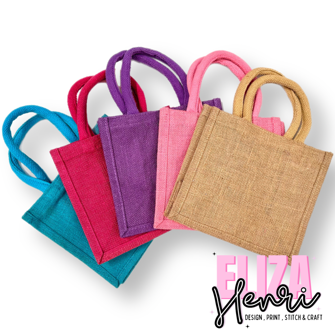 Small Coloured Jute Bags- 22 X 20 CM - Eliza Henri