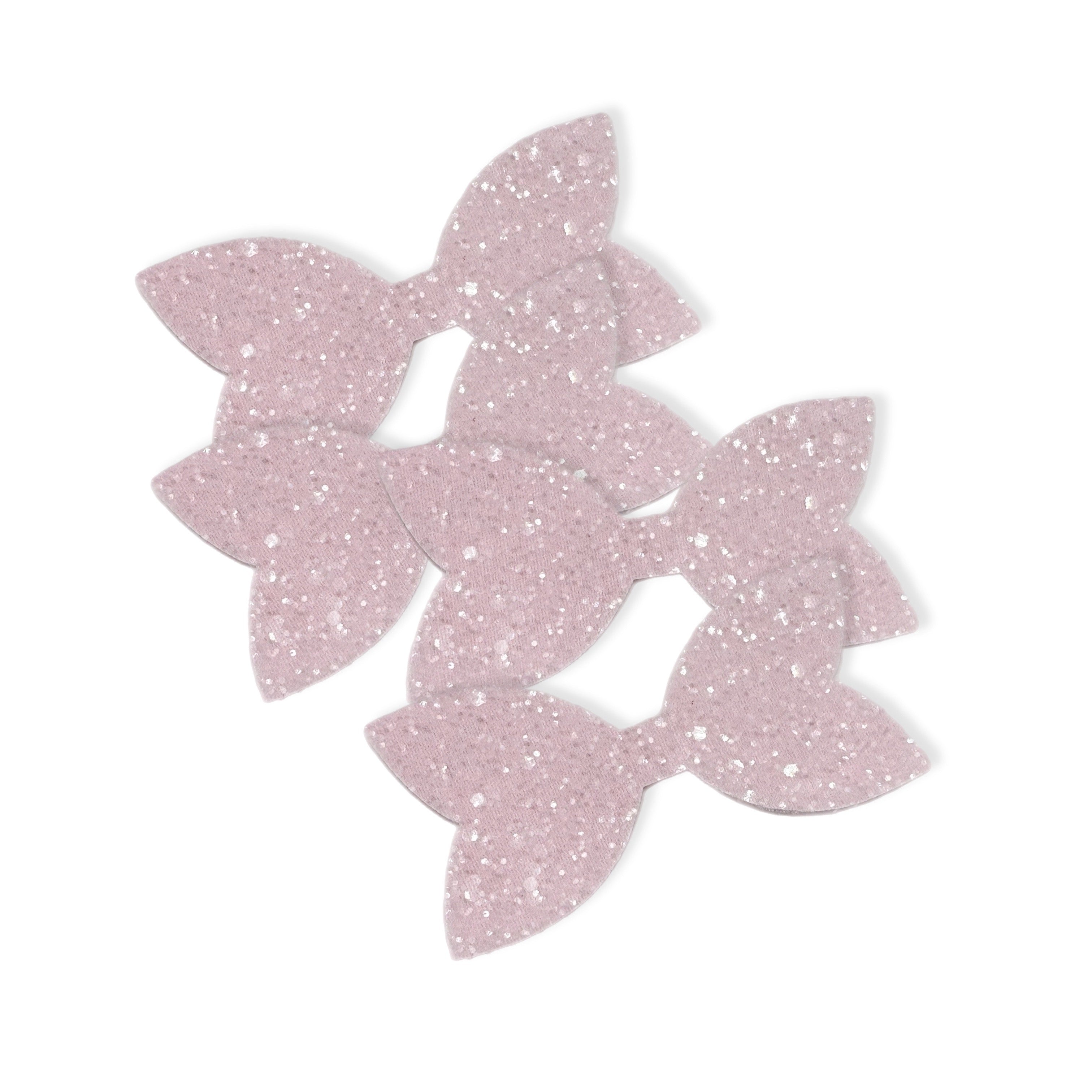 Powder Pink Pre Cut Chunky Glitter Bow Tails & Centres 3.5”- 4 Pack - Eliza Henri