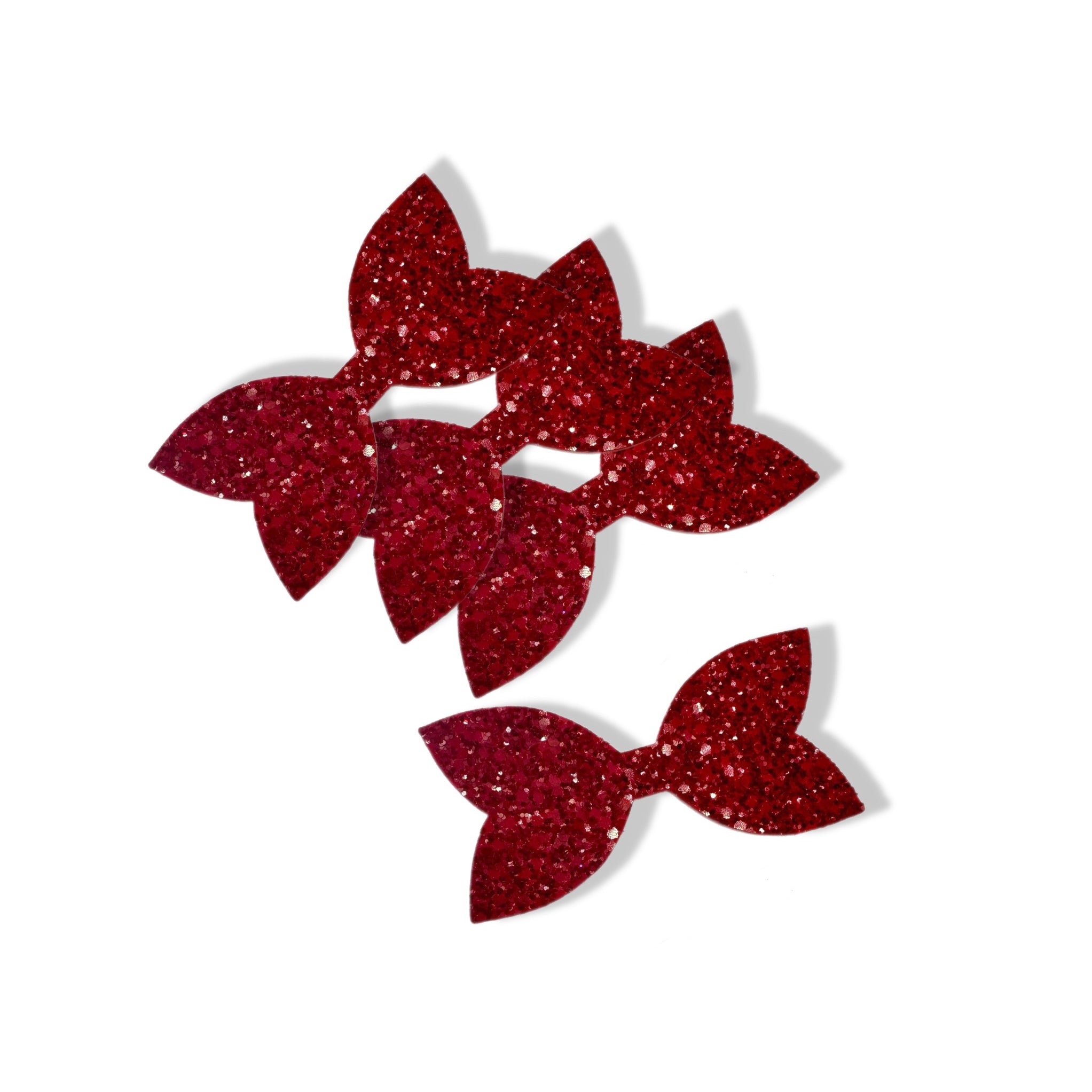 Cherry Red Pre Cut Chunky Glitter Bow Tails & Centres 3.5”- 4 Pack - Eliza Henri